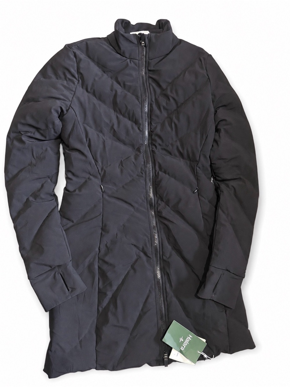 HALARA Black Long Zip Puffer Coat